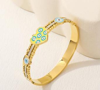 Stainless Steel Gold Plated Heart Shape Kada- STKD 4918 - Trendisia