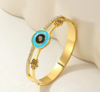 Stainless Steel Gold/ Rosegold Plated Evil Eye Kada- STKD 4882 - Trendisia