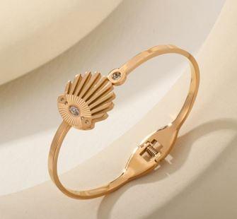 Stainless Steel Gold/Rosegold Plated Cubic Zirconia Evil Eye Kada- STKD 4912 - Trendisia