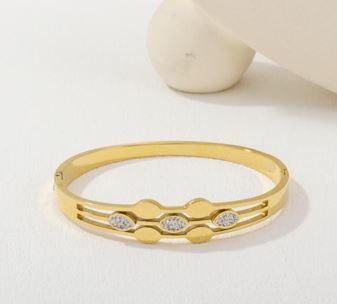 Stainless Steel Gold/Rosegold Plated Cubic Zirconia Kada- STKD 4896 - Trendisia