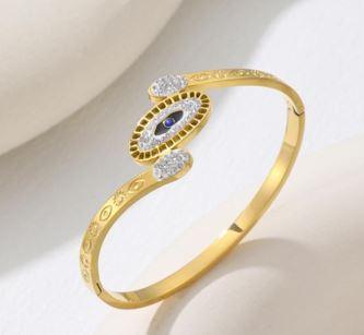 Stainless Steel Gold/Rosegold Plated Evil Eye Kada - STKD 4869 - Trendisia