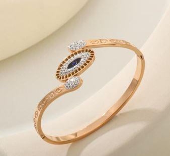 Stainless Steel Gold/Rosegold Plated Evil Eye Kada - STKD 4869 - Trendisia