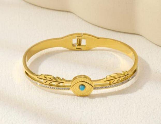 Stainless Steel Gold/Rosegold Plated Evil Eye Kada - STKD 4874 - Trendisia