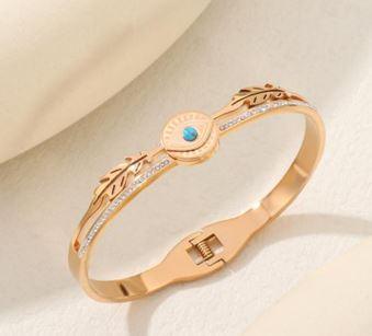 Stainless Steel Gold/Rosegold Plated Evil Eye Kada - STKD 4874 - Trendisia