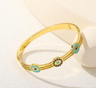 Stainless Steel Gold/Rosegold Plated Evil Eye Kada - STKD 4881 - Trendisia