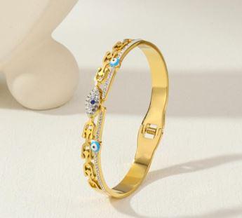 Stainless Steel Gold/Rosegold Plated Evil Eye Kada- STKD 4890 - Trendisia