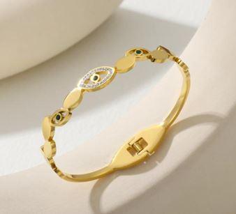 Stainless Steel Gold/Rosegold Plated Evil Eye Kada- STKD 4908 - Trendisia