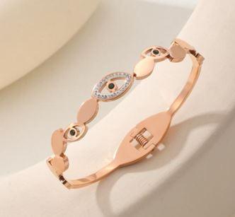 Stainless Steel Gold/Rosegold Plated Evil Eye Kada- STKD 4908 - Trendisia