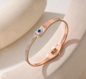 Stainless Steel Gold/Rosegold Plated Multi Coloured Crystal Kada - STKD 4875 - Trendisia
