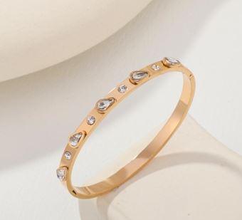 Stainless Steel Gold/Rosegold Plated Tear Drop Kada- STKD 4900 - Trendisia