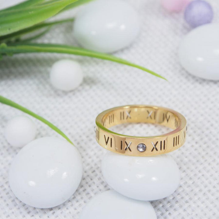 Stainless Steel Gold/Rosegold/Silver Plated Roman Numerals Finger Ring- FR 3945 - Trendisia