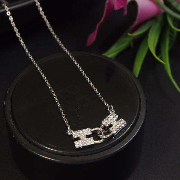 Stainless Steel H Letter Interlocked Pendent Chain Necklace - STNK 4988 - Trendisia