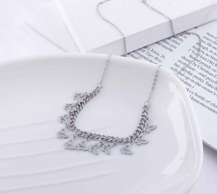 Stainless Steel Hanging Butterfly Chain Necklace - STNK 5033 - Trendisia