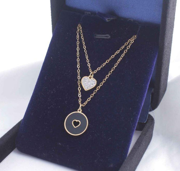 Stainless Steel Heart Pendent Layered Necklace - STNK 5030 - Trendisia