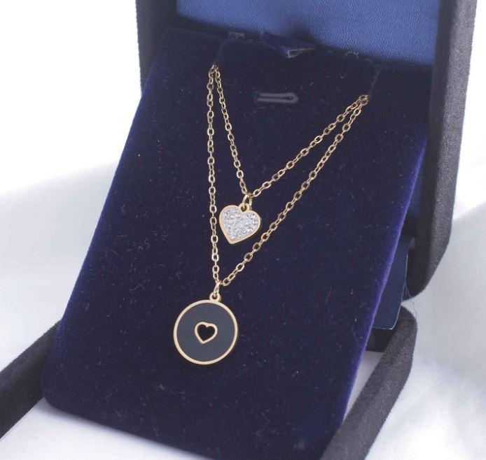 Stainless Steel Heart Pendent Layered Necklace - STNK 5030 - Trendisia