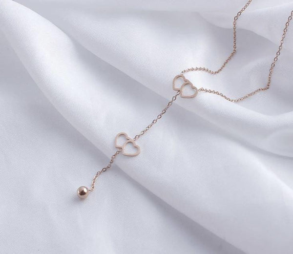 Stainless Steel Interlinked Heart Necklace - STNK 5050 - Trendisia