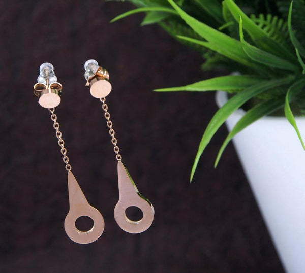 Stainless Steel Rosegold Plated Dangle Earring-STNER 2771 - Trendisia