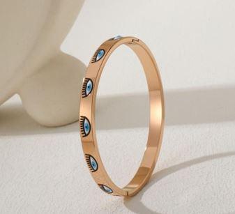 Stainless Steel Rosegold PLated Enamel Evil Eye Kada- STKD 4899 - Trendisia