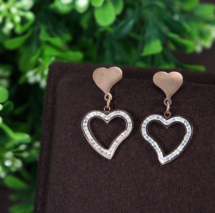 Stainless Steel Rosegold Plated Heart Shaped Earring-STNER 2766 - Trendisia