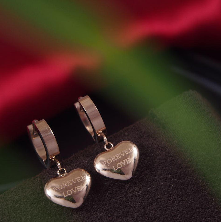 Stainless Steel Rosegold Plated Heart Shaped Hoops Earring-STNER 2822 - Trendisia