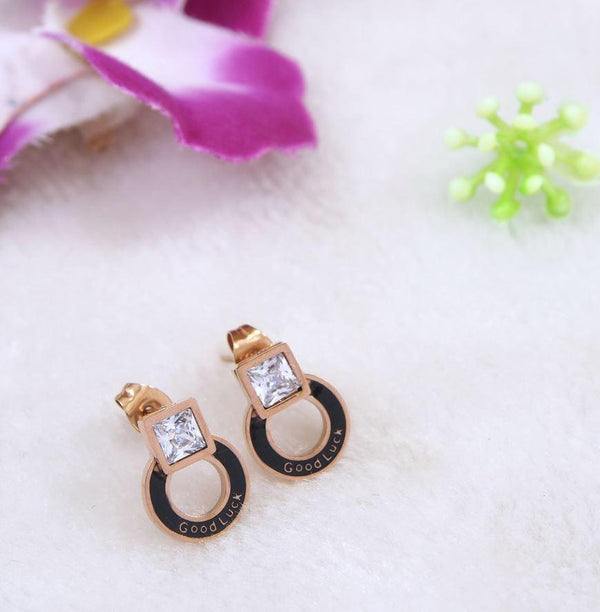 Stainless Steel Rosegold Plated Minimalist Stud Earring- STNER 4055 - Trendisia