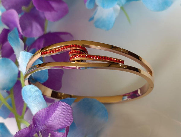 Stainless Steel Rosegold Plated Red Colour Knot Kada-STKD 2625 - Trendisia