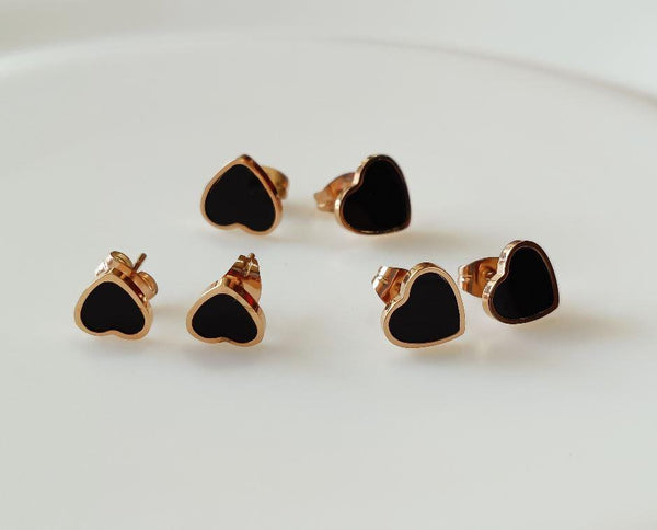 Stainless Steel Rosegold Plated Three Pair Heart Shaped Earring-STNER 2560 - Trendisia