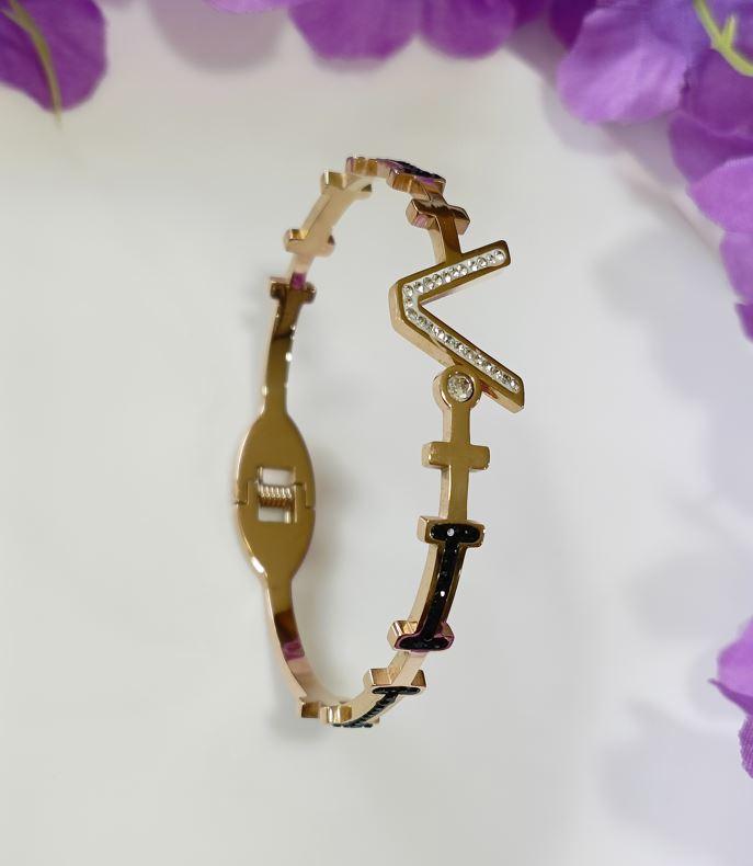 Stainless Steel Rosegold Plated 'V' Letter Designed Kada-STKD 2645 - Trendisia