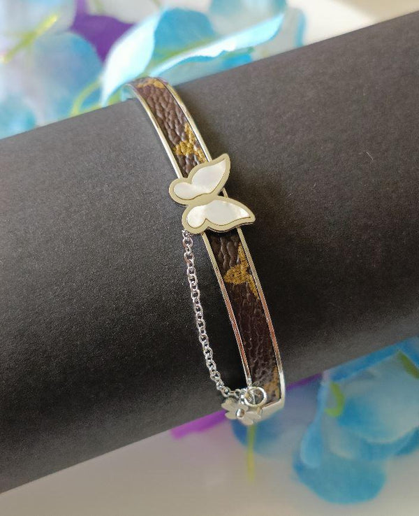 Stainless Steel Rosegold/Silver Plated Butterfly Chain Kada- STKD 2684 - Trendisia