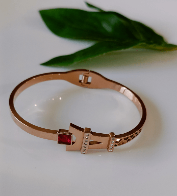 Stainless Steel Rosegold/Silver Plated Eiffel Tower Designed Kada- STKD 3043 - Trendisia