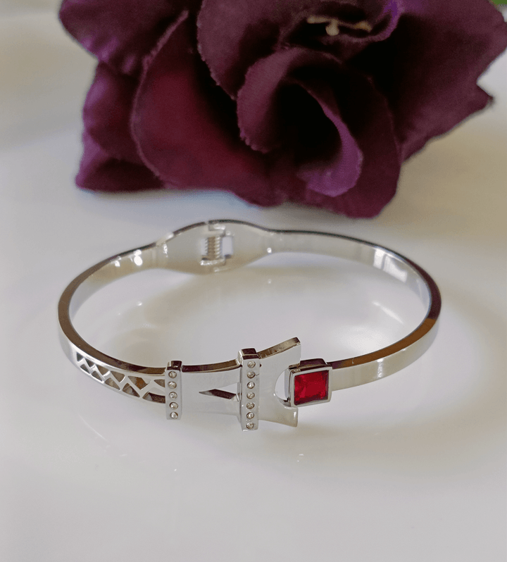 Stainless Steel Rosegold/Silver Plated Eiffel Tower Designed Kada- STKD 3043 - Trendisia