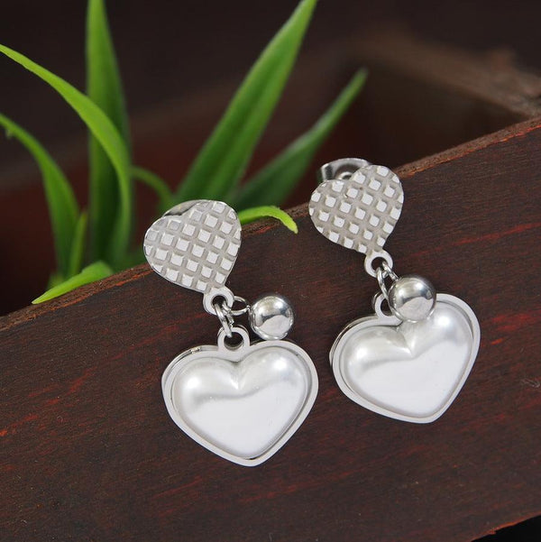 Stainless Steel Rosegold/Silver Plated Heart Shaped Earring-STNER 4334 - Trendisia