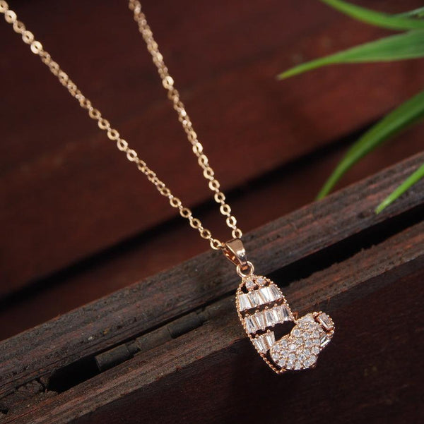 Stainless Steel Rosegold/Silver Plated Heart Shaped Spinning Pendent Necklace- SSNK 4315 - Trendisia