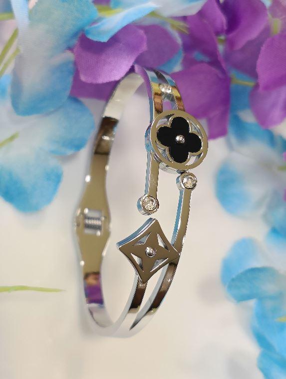 Stainless Steel Rosegold/Silver Plated Multi Clover Kada-STKD 2638 - Trendisia