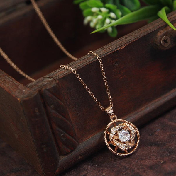 Stainless Steel Rosegold/Silver Plated Twisted Spinning Pendent Necklace- SSNK 4311 - Trendisia