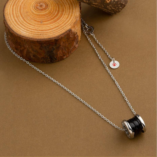 Stainless Steel Silver Chain With Ceramic Barrel Pendant- NK 1796 - Trendisia