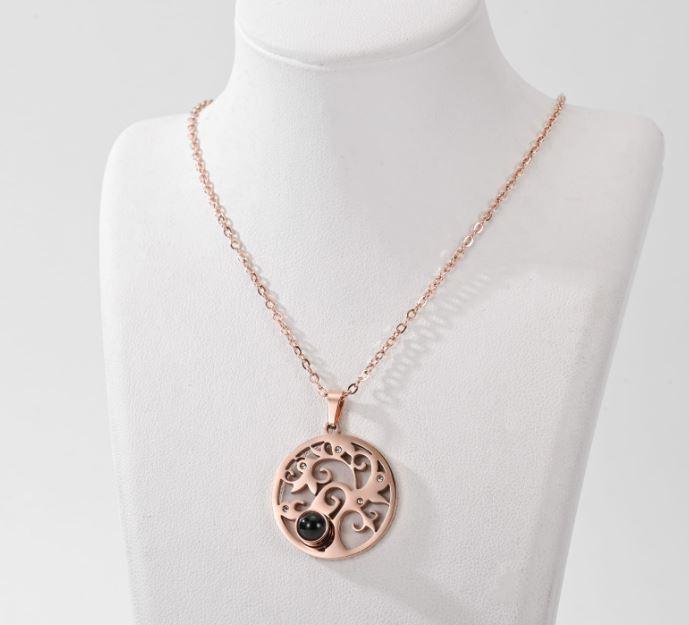 Stainless Steel Tree Projection Pendent Necklace - STNK 5016 - Trendisia