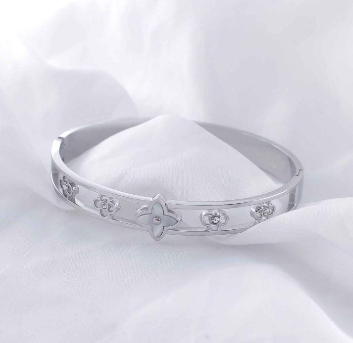 Stainless Steel White Shell Flower Design Kada - STKD 5054 - Trendisia