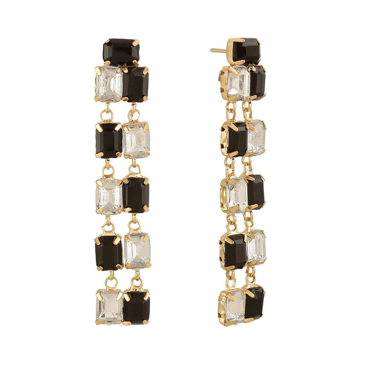 Stylish & Elegant Crystal Long Dangle Earrings for Women and Girls | Fashion Jewellery Sparkling Square Shaped Dangle & Drop Earrings | Pair of 1 - Trendisia