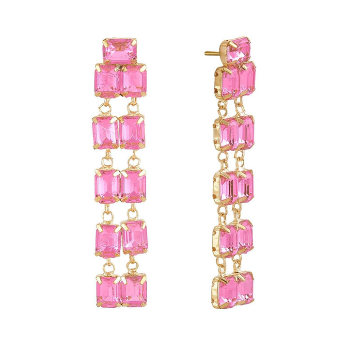 Stylish Pink crystal dangle earrings for women and girls - Trendisia
