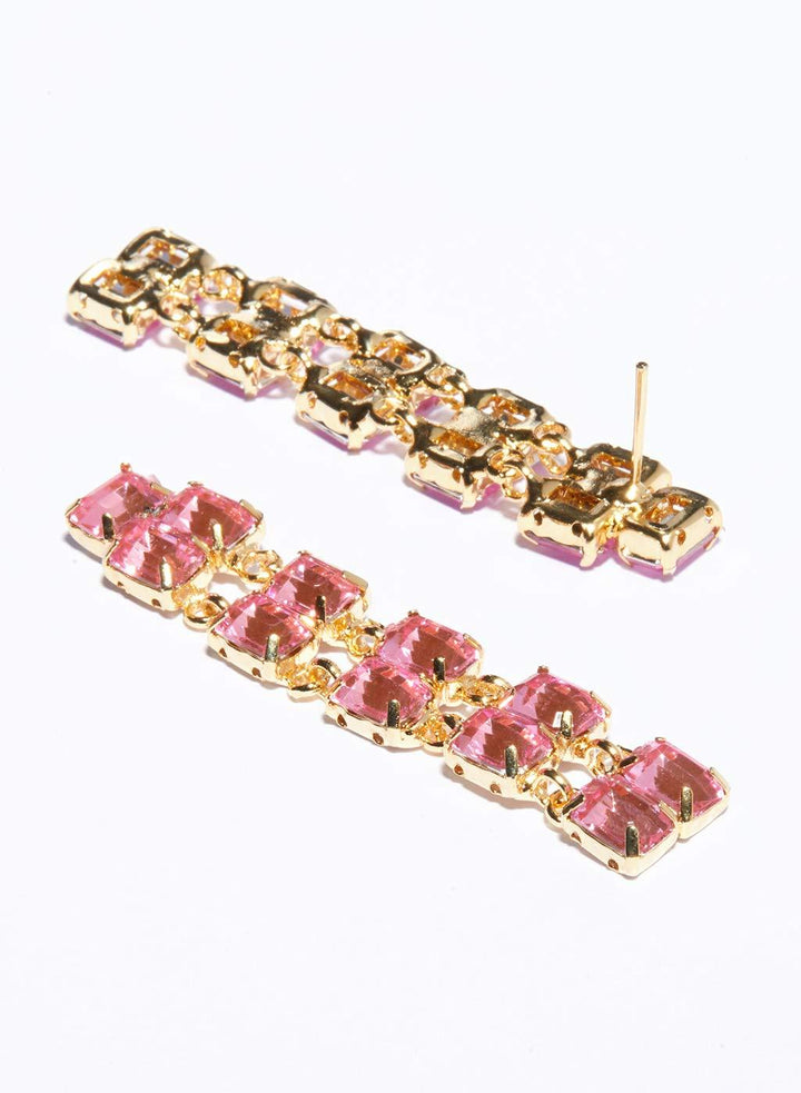 Stylish Pink crystal dangle earrings for women and girls - Trendisia