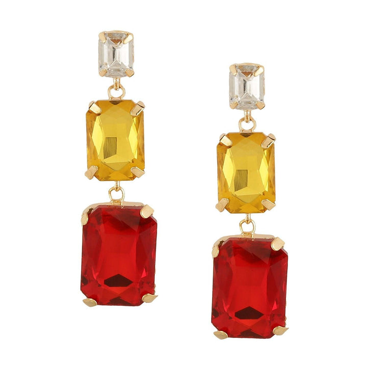 Stylish red and gold crystal dangle earrings for women and girls - Trendisia