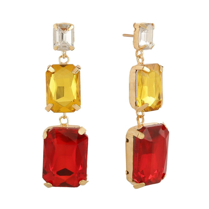 Stylish red and gold crystal dangle earrings for women and girls - Trendisia