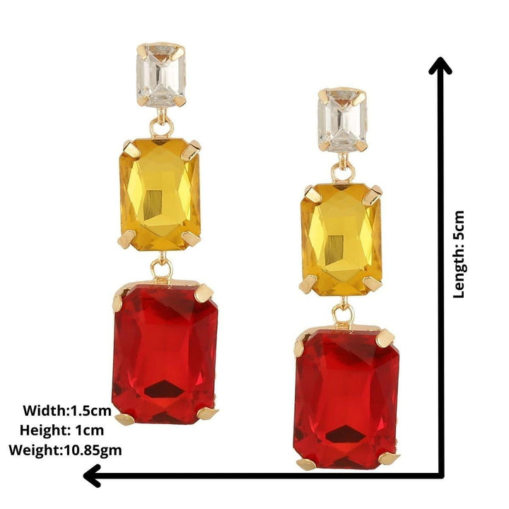 Stylish red and gold crystal dangle earrings for women and girls - Trendisia