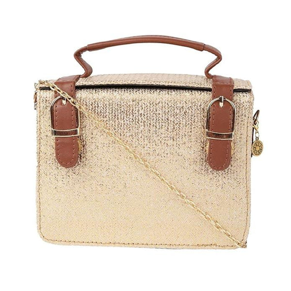 stylish trendy Gold & Brown Solid Sling Bag - Trendisia