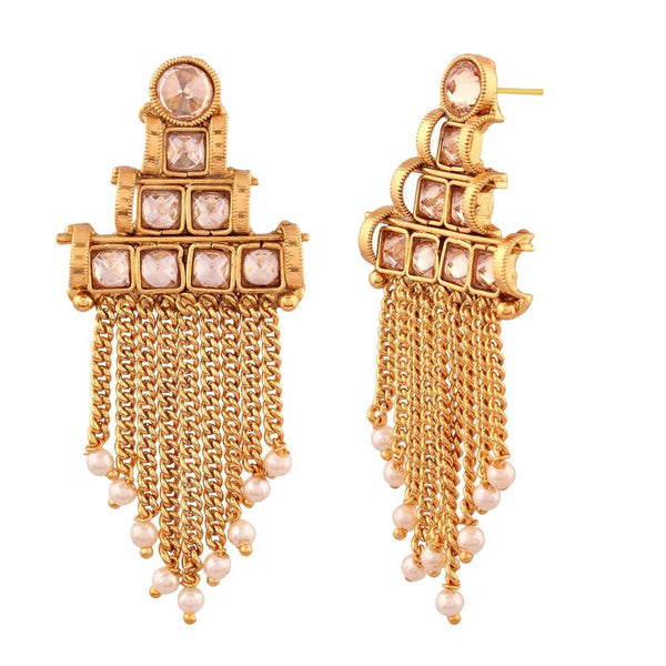 Traditional Antique Gold Chand Bali Dangle Earrings for Women - Trendisia