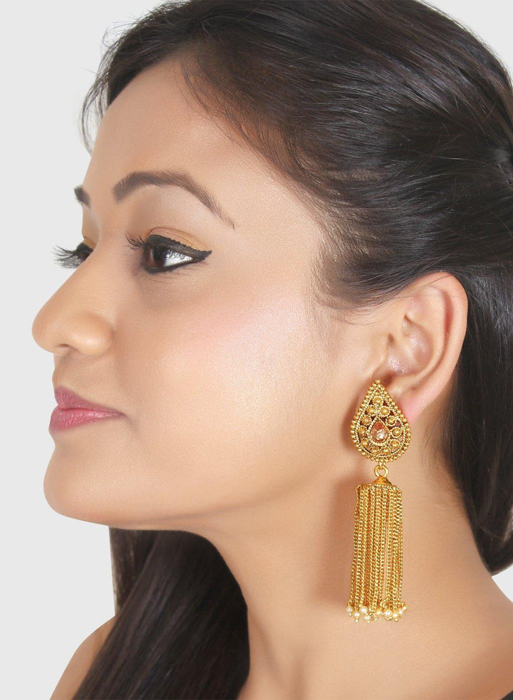 Traditional Antique Gold Chand Bali Dangle Earrings for Women - Trendisia