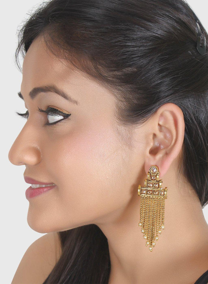 Traditional Antique Gold Chand Bali Dangle Earrings for Women - Trendisia