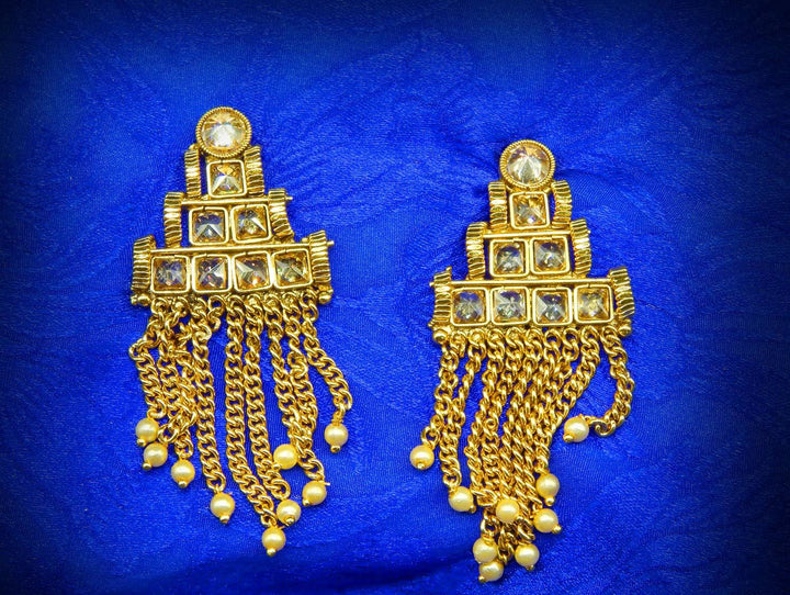 Traditional Antique Gold Chand Bali Dangle Earrings for Women - Trendisia