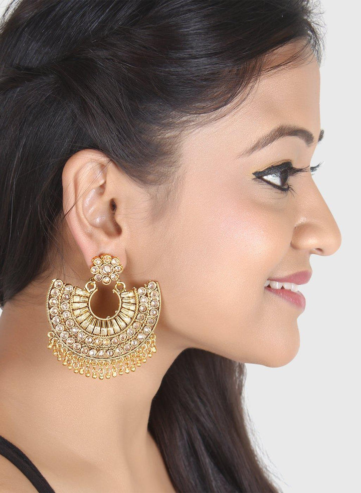 Traditional Antique Gold Chand Bali Dangle Earrings for Women - Trendisia